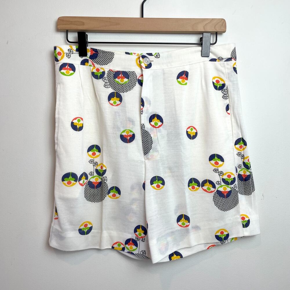 Vintage 70s 80s Handmade Jersey‎ Knit Shorts Medium High Waist White Mod Retro